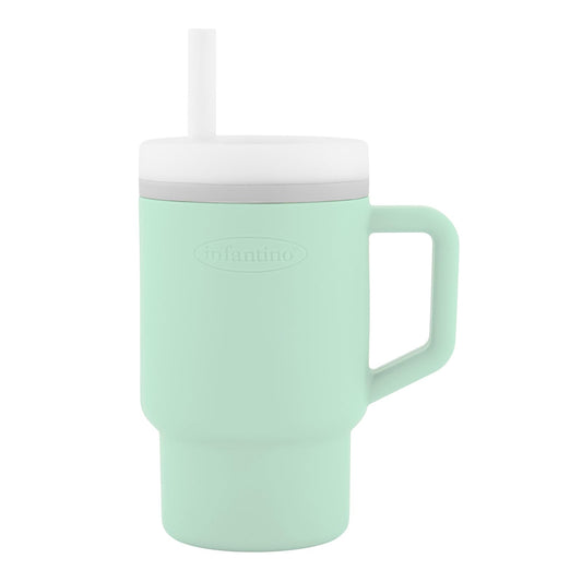 INFANTINO My 1st Tumbler - Taza pequeña con popote a prueba de fugas y asa para niños pequeños, fácil de limpiar, 255 ml, menta fresca