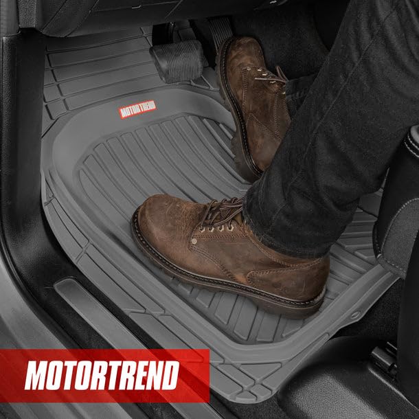 Motor Trend - Tapete de caucho gris OF-933-GR para todo clima (forros Performance Plus de alta resistencia, gruesos, inodoros y para todo tipo de clima), 3 piezas