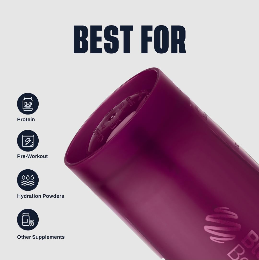 BlenderBottle Classic V2 Paquete de 3 Botellas para batidos de proteína y pre-entrenamiento, 20 onzas, Rojo, Verde y Ciruela.