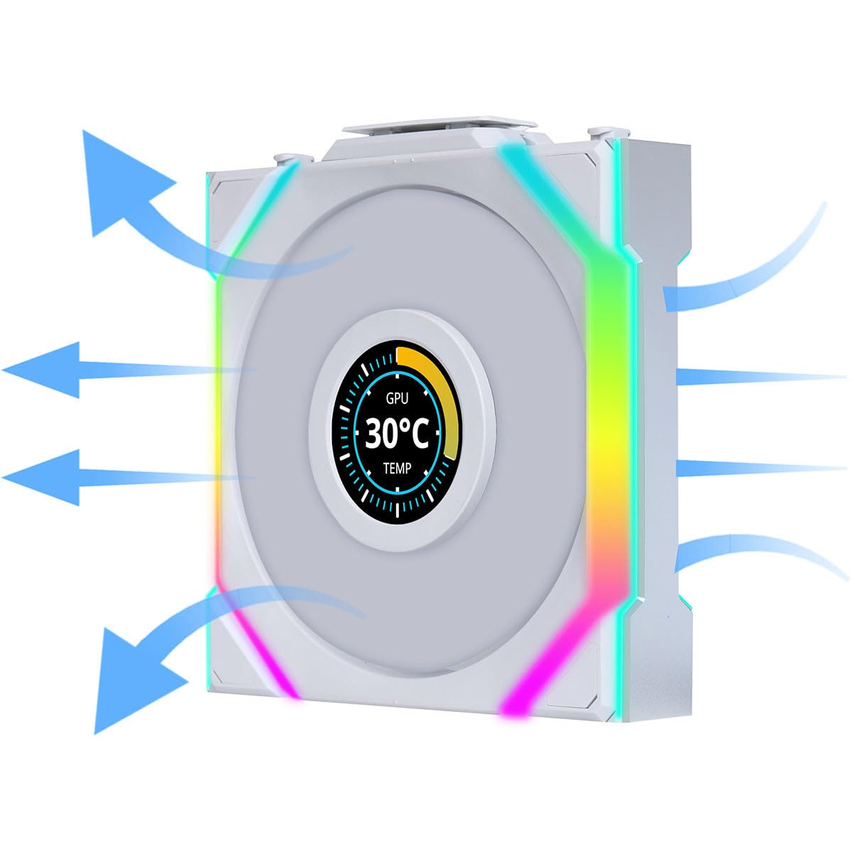 Lian Li UNI Fan SL LCD Wireless (Reverse Blade) 120mm ARGB Fan - Single Pack - LCD - 2.4 GHz señal inalámbrica para RGB y control de ventilador - driver no integrado & Omitido - Blanco (12RSLLCD1W1W)