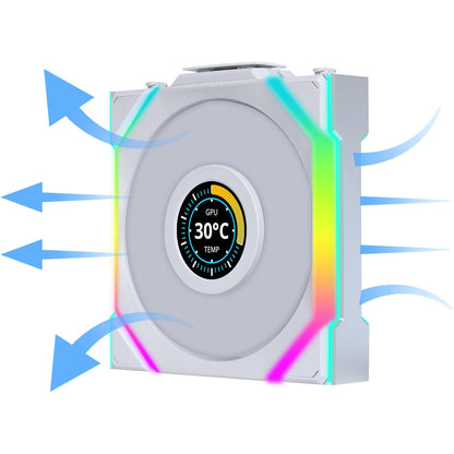 Lian Li UNI Fan SL LCD Wireless (Reverse Blade) 120mm ARGB Fan - Single Pack - LCD - 2.4 GHz señal inalámbrica para RGB y control de ventilador - driver no integrado & Omitido - Blanco (12RSLLCD1W1W)