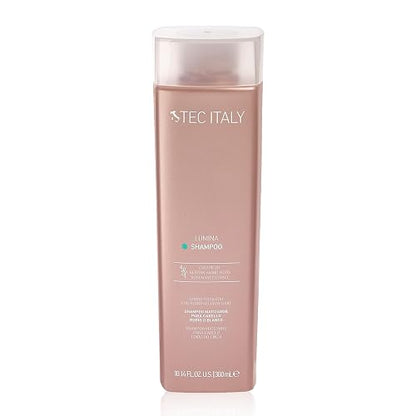 TEC ITALY Lumina Shampoo Iluminador Matizador Cabello Rubio o Blanco 300 ml | Diseñado para mantener matices fríos en cabellos claros. Purifica suavemente y aporta una apariencia más luminosa.