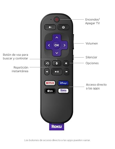 Roku Control Remoto por Voz | Control Remoto de Repuesto para Reproductores Roku y Roku TV™