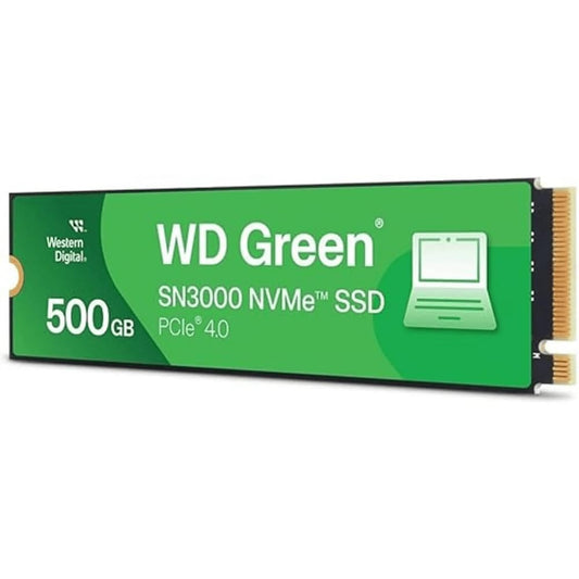 Western Digital 500GB WD Green SN3000 NVMe SSD Interno - Unidad de Estado sólido - Gen4 PCIe, M.2 2280, hasta 5.000 MB/s - WDS500G4G0E