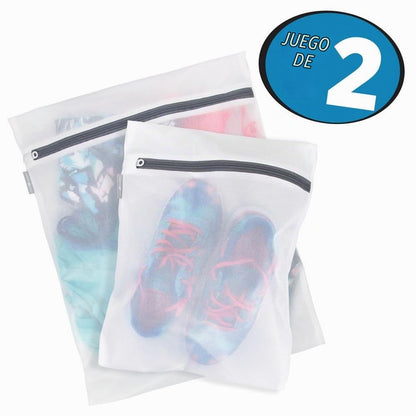 InterDesign 05960 Mesh Laundry Bags for Delicates in-Wash Cleaning, Bras, Underwear, White, Medium/Large, Set of 2