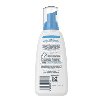 Cetaphil Espuma de Limpieza Facial Suave Glicerina Piel Sensible 236 ml | Autoespumante que elimina suciedad, grasa y maquillaje sin resecar, con glicerina, vitamina B5 y E para calmar piel sensible.