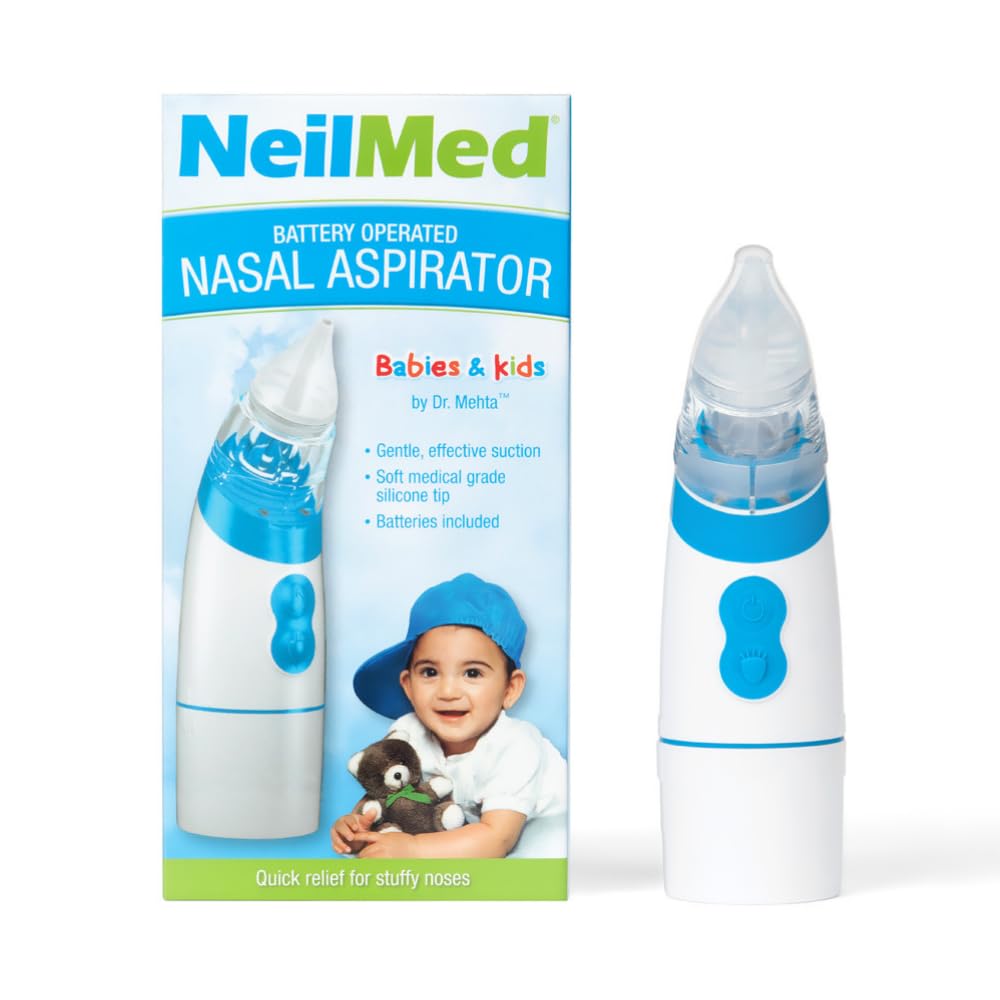 NeilMed Aspirador - Aspirador nasal funciona con pilas para bebés y niños