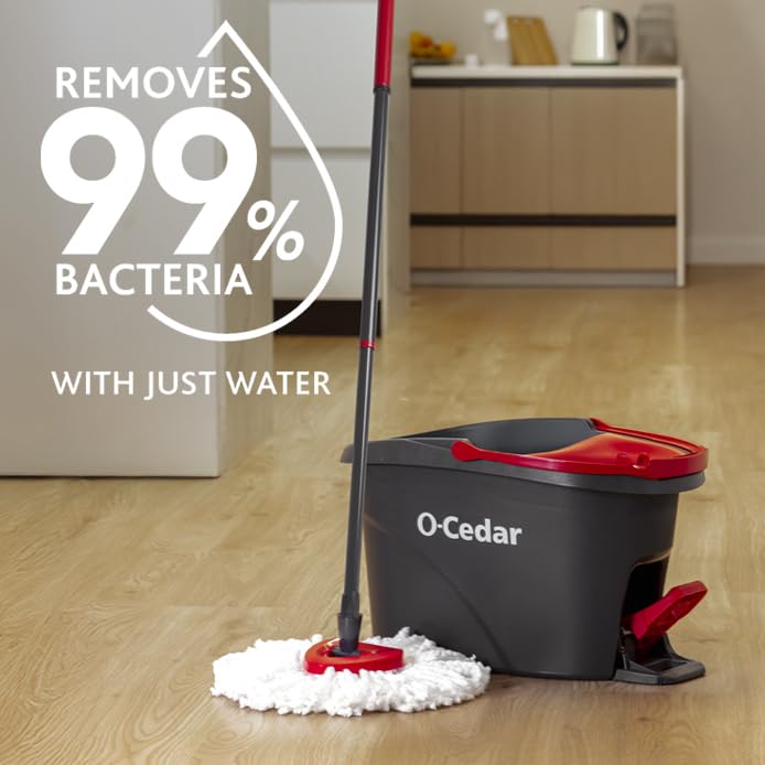 O-Cedar Easywring - Sistema de Limpieza de Suelos de Microfibra con 1 Recambio Adicional, Rojo y Gris