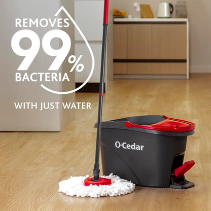 O-Cedar Easywring - Sistema de Limpieza de Suelos de Microfibra con 1 Recambio Adicional, Rojo y Gris