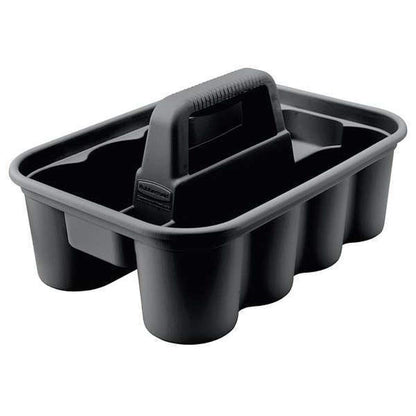 Rubbermaid Commercial Products – Caddy Porta Botellas y Herramientas para Carros de Limpieza, Organizador de Productos de Limpieza, Negro FG315488BLA
