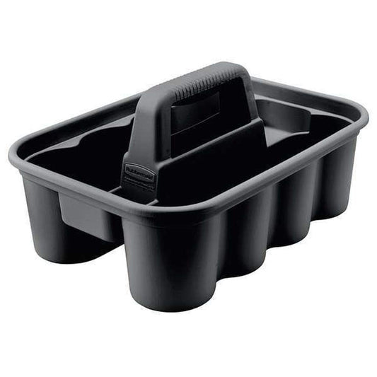Rubbermaid Commercial Products – Caddy Porta Botellas y Herramientas para Carros de Limpieza, Organizador de Productos de Limpieza, Negro FG315488BLA