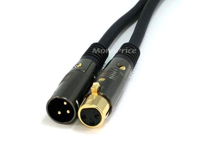 Monoprice Premier Series XLR Male to XLR Female - 100ft - Black - Gold Plated | 16AWG Copper Wire Conductors [Microphone & Interconnect]