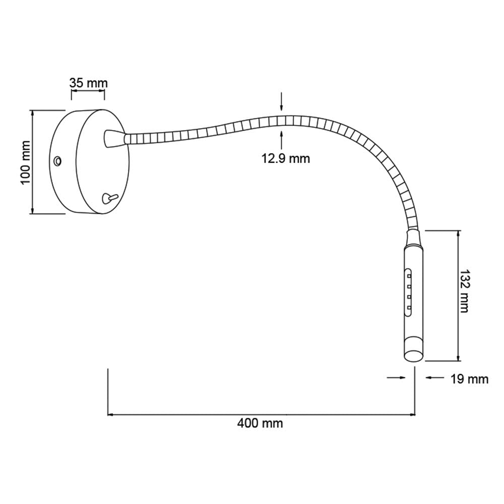 Tecnolite - Luz de Lectura LED 2 W, Luz Suave Cálida, Flexible, Sobreponer en pared