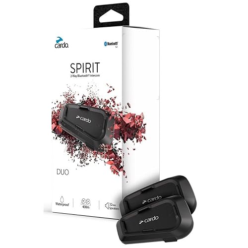 Cardo Systems Spirit - Auriculares de comunicación Bluetooth para Motocicleta, Color Negro, Paquete Doble