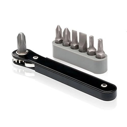 NEIKO 03044A - Juego de destornilladores y brocas de carraca de 1/4 pulgadas | Juego de 8 piezas | Acero Cr-V | Tamaño de bolsillo | Destornillador de 90 grados | Perfil bajo | Cuarto cerrado | Destornillador de desplazamiento en ángulo recto | Phillips, 