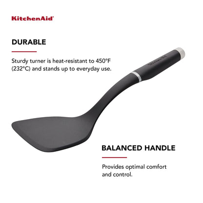 KitchenAid KO001OHOBA Gourmet - Espátula (34 cm), color negro | Negro, cabeza grande de giro, resistente al calor, material nailon con fibra de vidrio