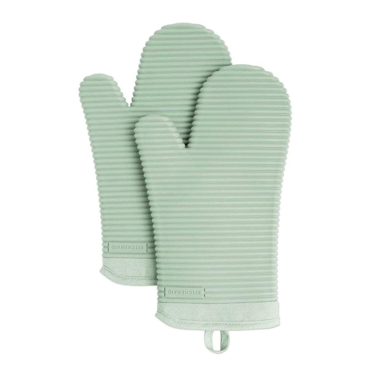 KITCHENAID - Juego de 2 Manoplas de Horno de Silicona Suave acanaladas, 7.5 x 13 Pulgadas, Pistacho
