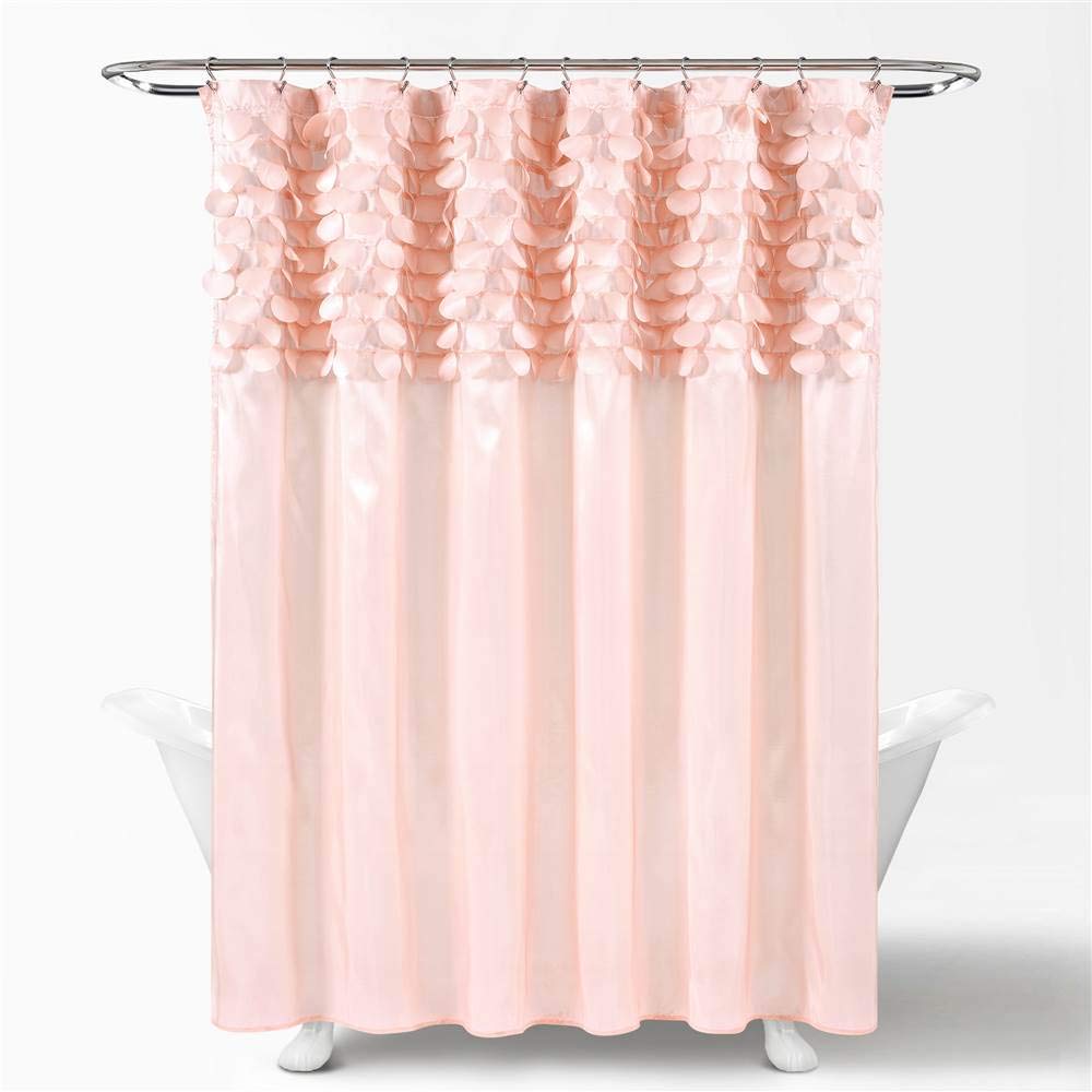 Lush Decor x 72 Pulgadas, Cortina de Ducha Blush Lillian | Baño con diseño de círculo Brillante Texturizado