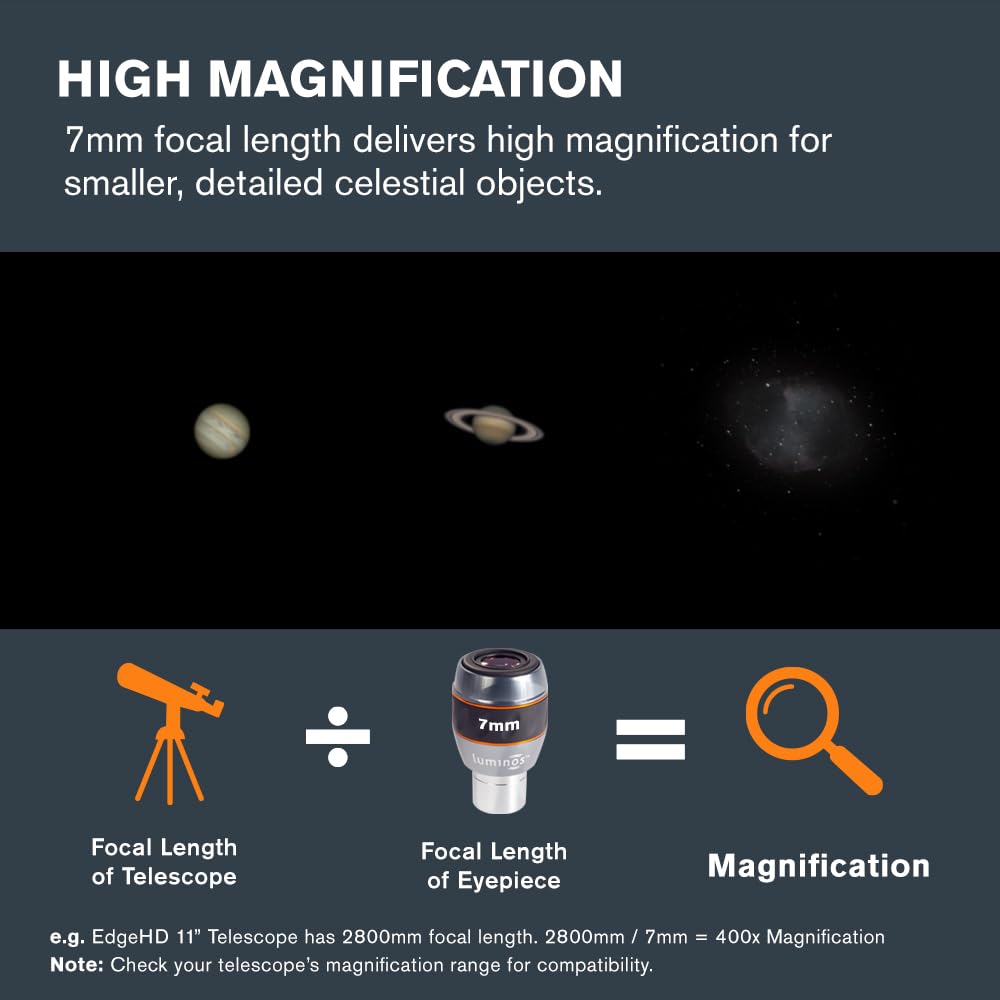 Celestron Luminos 7mm Eyepiece (Silver/Black)