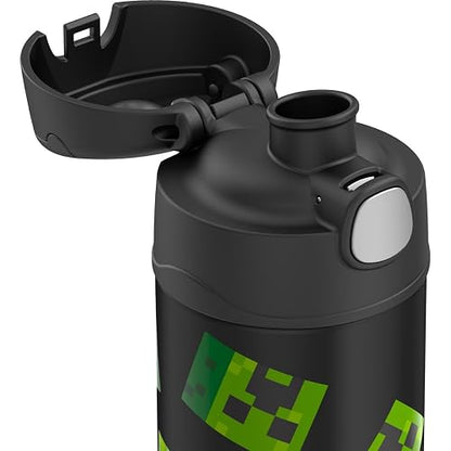 THERMOS FUNTAINER Botella aislada al aspiradora de acero inoxidable de 16 onzas con tapa de boquilla ancha, Minecraft