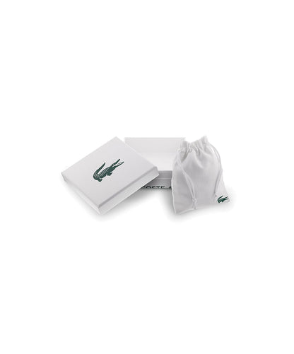 Lacoste 2040103 Jewelry Ensemble - Pulsera de acero inoxidable y cadena de silicona verde para hombre, color plateado