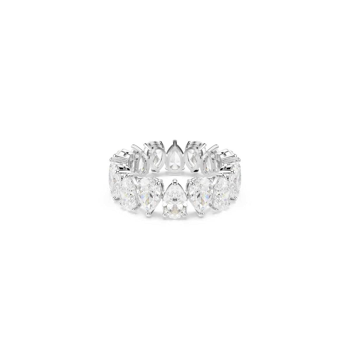 Swarovski Anillo Matrix Vittore, Talla pera, Blanco, Acabado en tono plateado