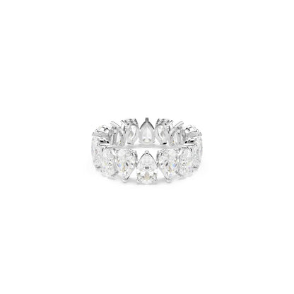 Swarovski Anillo Matrix Vittore, Talla pera, Blanco, Acabado en tono plateado