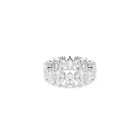 Swarovski Anillo Matrix Vittore, Talla pera, Blanco, Acabado en tono plateado