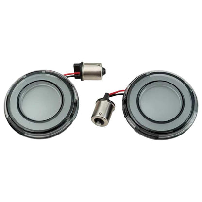 Kuryakyn 2907 - Accesorio de iluminación para Motocicleta: Tracer LED de Giro Trasero, conversiones Estilo Bala, 1156 de una Sola Curva, Rojo con Lente ahumada, 1 par