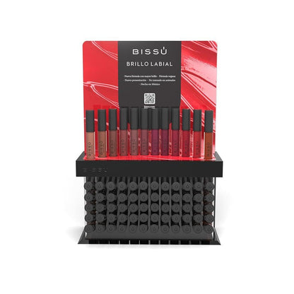 Bissú Cosméticos, Exhibidor Paleta Sombras Chocolate con Chile - BRILLO LABIAL COLOR