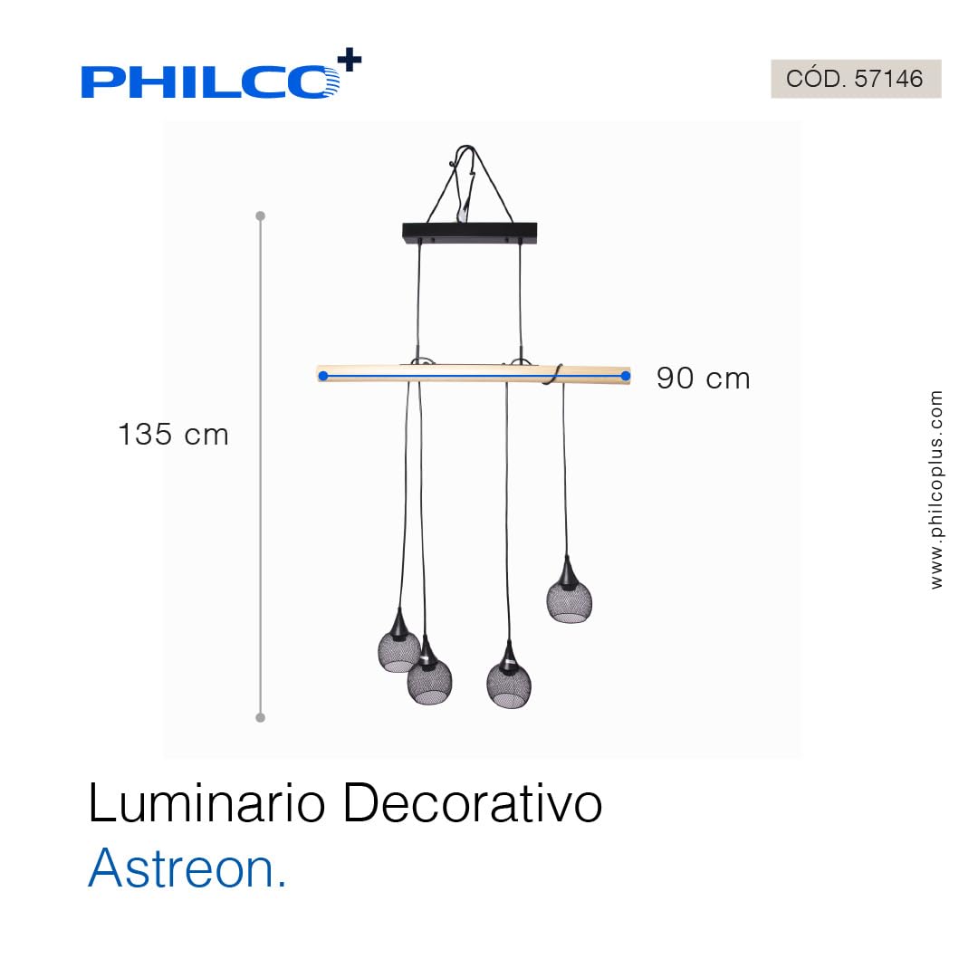 Luminario decorativo para suspender terminado en madera con metal color negro