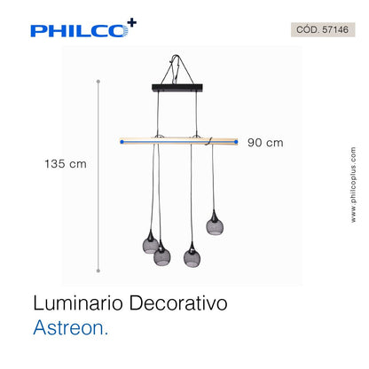 Luminario decorativo para suspender terminado en madera con metal color negro