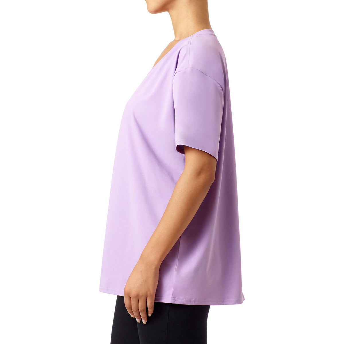 HUE - Playera de Manga Corta para Mujer, Cuello en V, Casual, Holgada, básica, Tallas Grandes