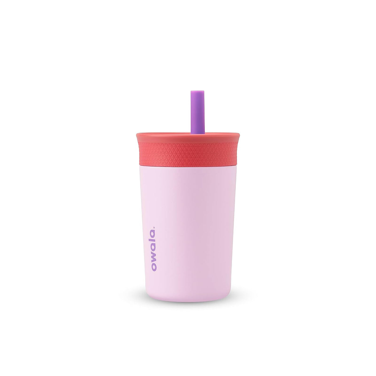 Owala Vaso Infantil de Acero Inoxidable con Popote Antiderrames, 12 oz - Rosa y morado
