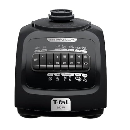 T-FAL Licuadora Infiny Force XL 10 velocidades negra | Tritura todo sin dejar trozos, 6 cuchillas de acero inoxidable, 3 veces más eficiente. Capacidad de 2.2 L, 550W. LN8208MX