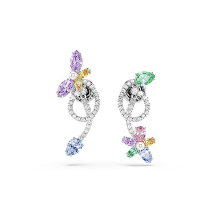 Swarovski x Ariana Grande Jewelry Collection: pulsera, gargantilla, arete, piedras multicolores de corte mixto, acabado rodio