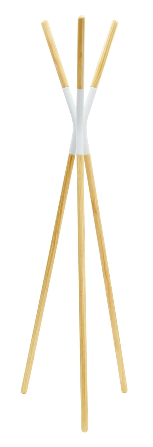 Perchero de Madera de Pino Color Madera y Blanco