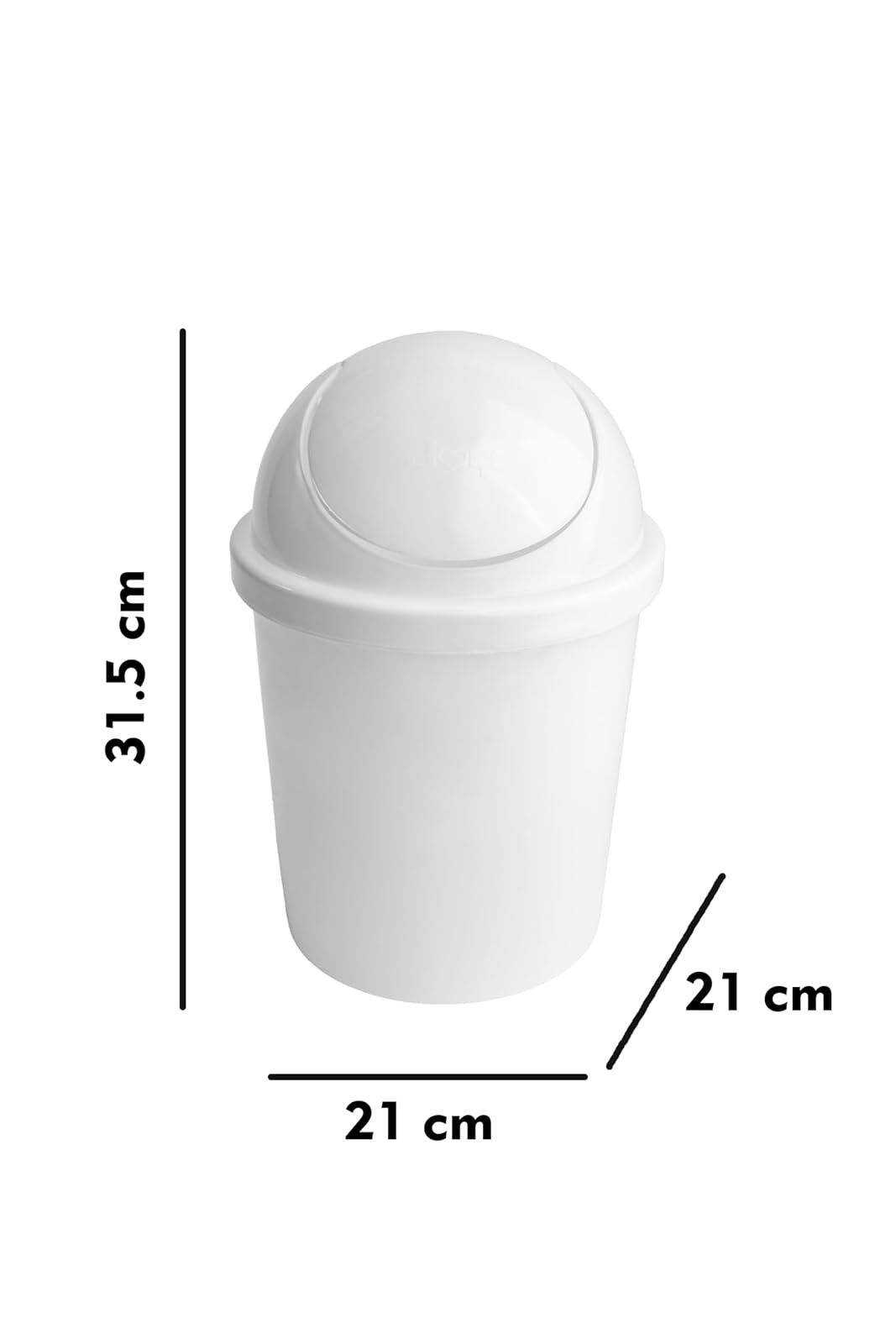 JOY Bote de Basura Redondo de Plástico con Tapa de Balancín, Paquete de 2, Capacidad 5 Litros, Cubeta de Basura para Baño, Oficina, Garaje, (21x31.5 cm) Color Blanco