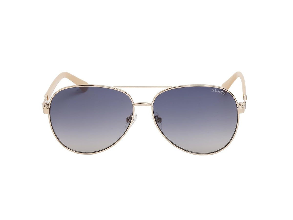 GUESS GU00173 - anteojos de sol aviador para mujer, oro rosa brillante, 60 mm, Brillante Rosa Dorado, 60mm