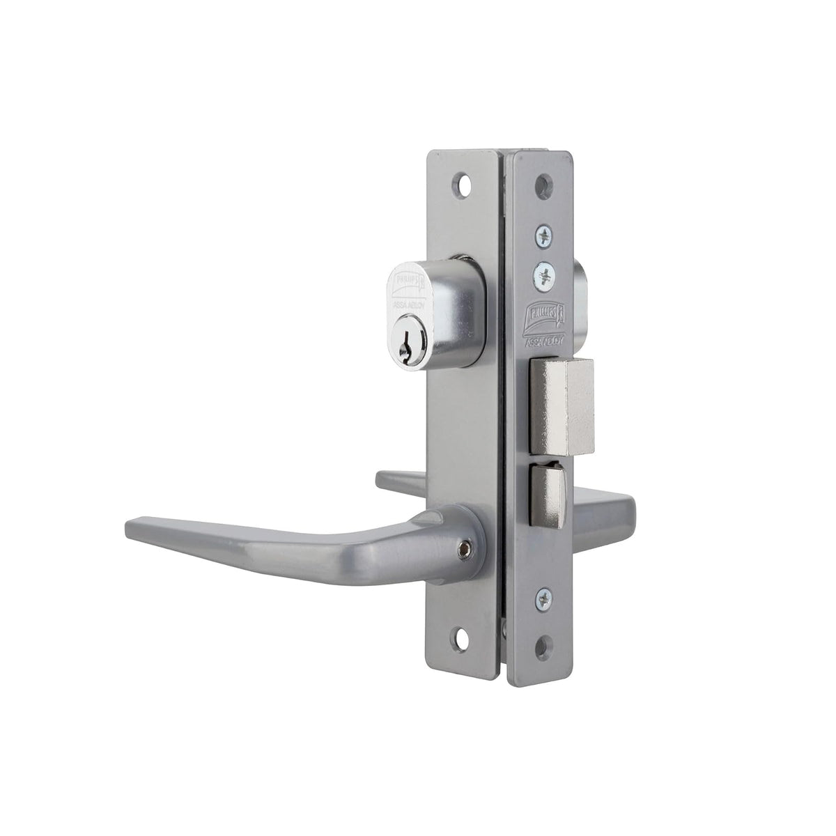 Phillips Cerradura Modelo Slim 549 Manija Delgada Para Puerta De Aluminio Plata