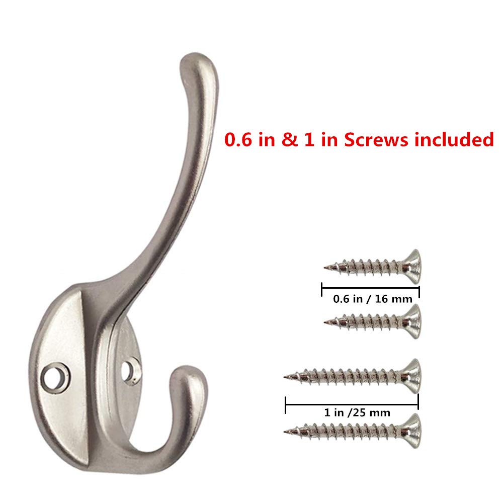 Ganchos Percheros de Pared Vintage | 10 Antiguo Aleaci?n Zinc Montado en la Pared Ganchos para Abrigos con 40 Tornillos, Para Cocina, Ba?o, Dormitorio (Plata)