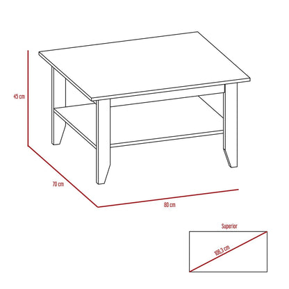Espacio Klik Mesa de Centro Essential armable, Color Duna, Dimensiones 80 Largo X 70 Ancho X 45 Alto cm, Estilo contemporáneo, con un entrepaño