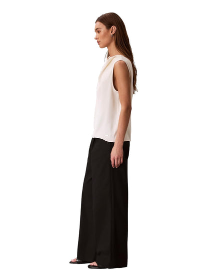 Calvin Klein - Playera sin Mangas de satén con Cuello Alto para Mujer