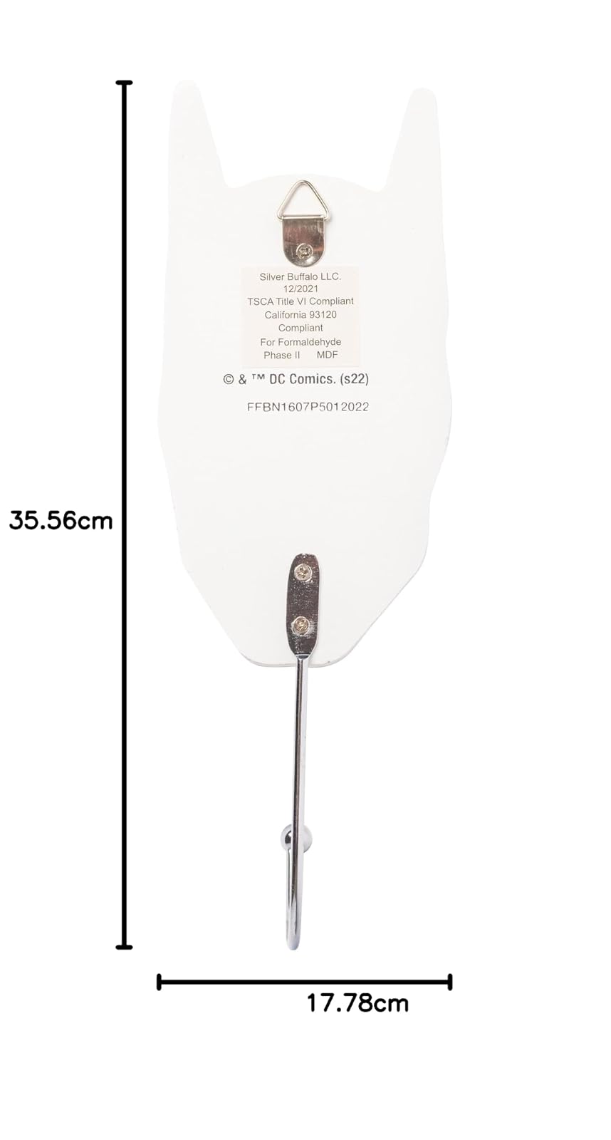 Silver Buffalo Batman Icons - Juego de 3 ganchos de pared troquelados, 14 x 7 pulgadas