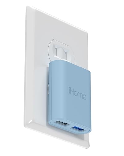 Cargador de Pared USB iHome de 2 Puertos: Cargador USB Multipuerto AC Pro, Adaptador de Enchufe USB y Bloque de Carga para Teléfono, Enchufe de Pared USB Doble