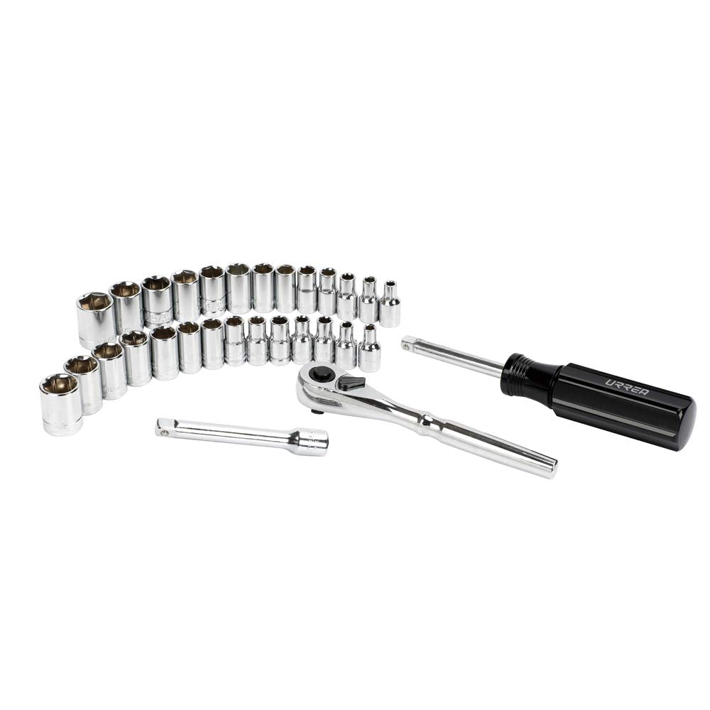 Urrea Herramientas 4700CB Urrea Juego de dados y accesorios 1/4" de 30 piezas en estuche plástico, color, pack of/paquete de 30