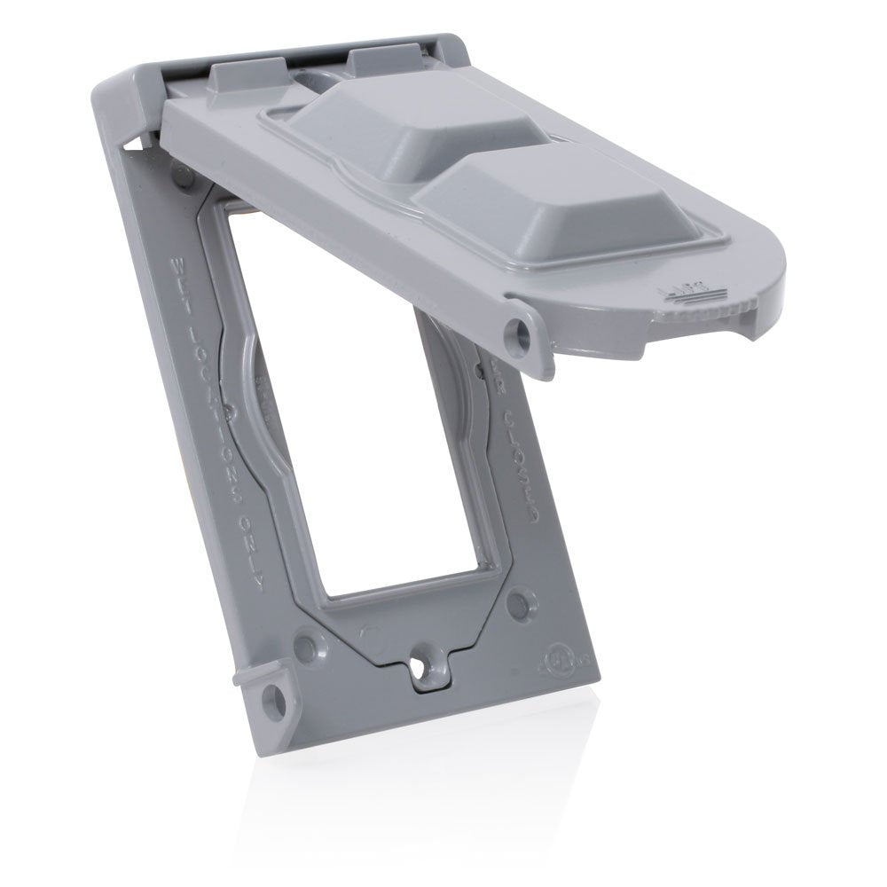 Leviton 0WM1V-0GY Placa para Intemperie de Aluminio para Receptáculo Dúplex, color Gris