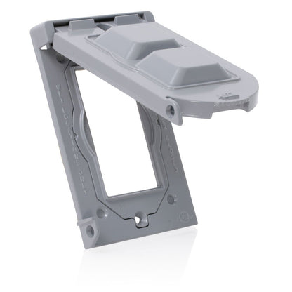 Leviton 0WM1V-0GY Placa para Intemperie de Aluminio para Receptáculo Dúplex, color Gris