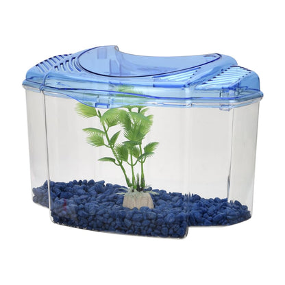 Lomas Kit Betera Azul 1.8 L para Peces, con Grava y Planta Decorativa