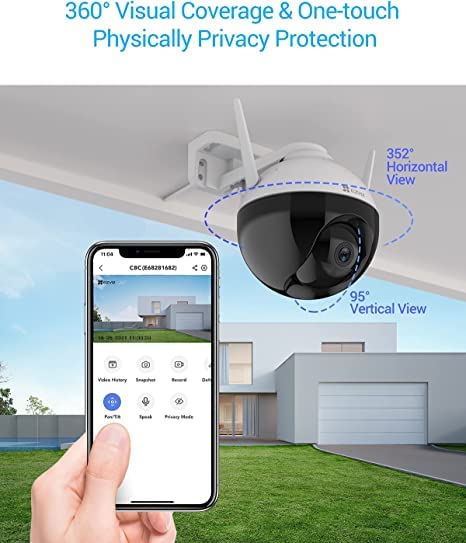 EZVIZ C8C Lite Cámara para Exteriores, Panorámica/Inclinación/Zoom, Cobertura Visual de 360, Cámara de Seguridad WiFi 1080P, Visión Nocturna, Compatible con Tarjeta Micro SD de hasta 256G